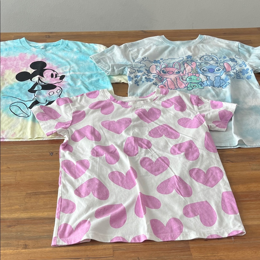 Girls 3pc Disney Stitch Tie Dye Tshirts Bundle Size XL